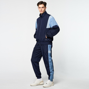 Chándal Deportivo para Hombre, Color Azul Marino, con Bloques de Color, Largo, Ligero, de Poliéster, Corte Regular, para Otoño, con Bolsillos Laterales - Product Image 3
