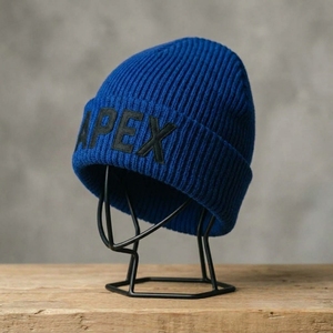 Bonnet en tricot bleu personnalisé avec broderie de logo, ajustement extensible, pour l'hiver, décontracté, pour l'extérieur - Product Image 5