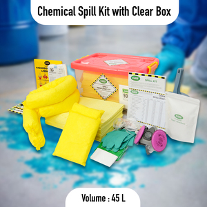 ชุดอุปกรณ์ดูดซับสารเคมีขนาด 45 ลิตร พร้อมกล่องใส ทนทาน สำหรับควบคุมการรั่วไหลของสารเคมี เพื่อความปลอดภัยในอุตสาหกรรม - Product Image 2