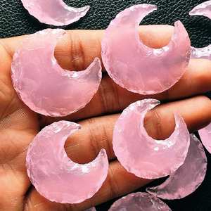 หัวลูกศรรูปพระจันทร์เสี้ยวโรสควอตซ์แบบขายส่ง โรสควอตซ์รูปพระจันทร์เสี้ยวแบบไม่ขัดเงา หัวลูกศรรูปพระจันทร์เสี้ยวแกะสลักเพื่อการบำบัดรักษา หัวลูกศรรูปพระจันทร์เสี้ยวจากหินอาเกต - Product Image 3