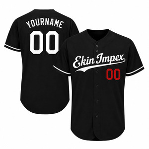 Vêtements de sport personnalisés de haute qualité fabriqués directement en usine, vêtements de sport confortables, maillot de baseball noir uni confortable - Product Image 1