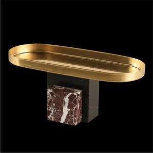 Nordic Gold Metal Tray Luxury Natural <b>Marble</b> Base Pedestal Tray For Coffee <b>Table</b> Decor Minimalist Home Decoration Accessories - Product Image 4