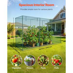 Cage à légumes haute résistante au vent de 11,6 x 3,9 x 6,3 pieds, jardin, patio, pelouse, porte zippée, couverture de bac surélevé, installation facile, filet - Product Image 2