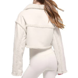 New custom <b>Women's</b> Faux Shearling Cropped <b>Jacket</b> Luxury Sherpa Fleece Winter Coat <b>Zip</b> <b>Up</b> Teddy Outerwear OEM Manufacturer - Product Image 3