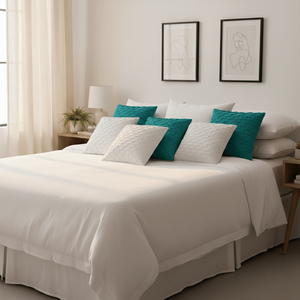 SOGA Lot de 6 housses de coussin décoratives à bords festonnés de 45 cm, 3 vert sarcelle et 3 blanc pur, pour canapé et chambre à coucher - Product Image 5