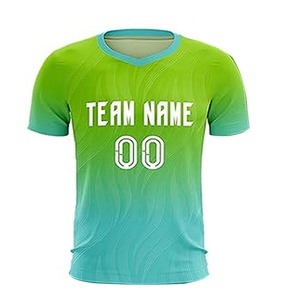 Men's Gradient Green Blue American Football Jersey Kit Short Sleeve V-Neck Sublimated Print Moisture Wicking Breathable Athletic - Product Image 2
