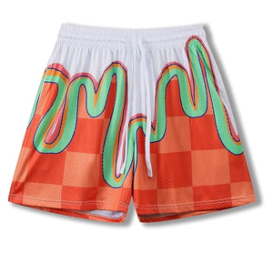 Service OEM, vente en gros, shorts décontractés pour hommes à motif floral à carreaux, marque privée, respirant, séchage rapide, 100% polyester - Product Image 1