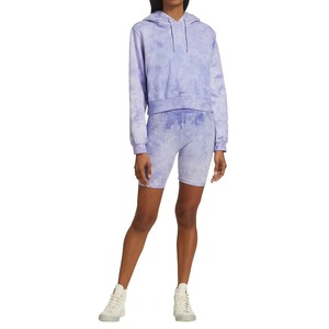 Custom Women Cropped Hoodie Purple <b>Cloud</b> Watercolor Tie Dye Cotton French Terry Pullover Sweatshirt Crop Pastel OEM Wholesale - Product Image 2