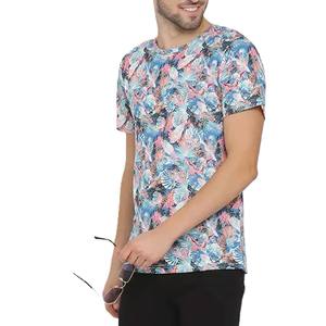 T-shirt d'été coloré à sublimation imprimé feuilles tropicales pour hommes, de haute qualité, à séchage rapide, à manches courtes et style streetwear - Product Image 4