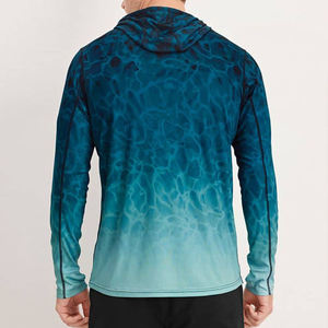Camisa de Pesca con Capucha de Manga Larga para Hombre, Estampado Sublimado en Degradado Azul Verde, Protección UPF 50 Anti UV, Top Deportivo para Exteriores - Product Image 2