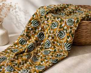 VEER HANDIRCRAFTS Tela de Algodón con Estampado Floral y de Follaje, 53/54 Pulgadas, Peso Medio, Transpirable, Tejida, Decoración para el Hogar, de Rajasthan - Product Image 1