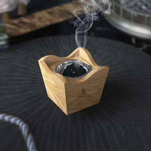 Wooden <b>Bakhoor</b> Burner Modern Wave Top Arabic <b>Oud</b> Incense Holder Tapered Square Shape With Removable Metal Cup Incense Use - Product Image 6