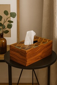 Porte-boîte à mouchoirs en bois sculpté à la main, parfait pour la table, le salon, la chambre, la salle de bain et la décoration intérieure chaleureuse, en provenance d'Inde - Product Image 3
