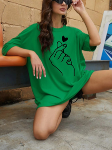 T-shirt décontracté surdimensionné imprimé numériquement pour femme, tendance 2026, avec logo personnalisé à faible MOQ, t-shirts respirants pour femme en promotion - Product Image 5