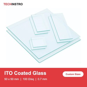 กระจกเคลือบ ITO ขนาด 50x50 มม. 100 โอห์ม/ตร.ม. หนา 0.7 มม. กระจกอินเดียมทินออกไซด์ที่มีการส่องผ่านแสงสูง สำหรับเครื่องทำความร้อน LCD และการวิจัยเซ็นเซอร์ - Product Image 2