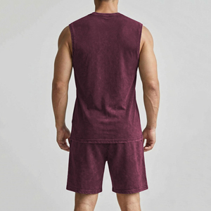 Ensemble de shorts d'été personnalisés pour hommes en tissu polyester et élasthanne, tenue de sport et de jogging, chemise sans manches coupe ajustée avec short pour hommes - Product Image 2