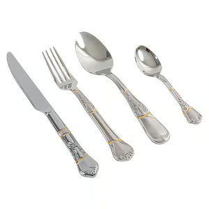 Ensemble de couverts en acier inoxydable de style classique et élégant avec poignées à rivets, pour la maison, l'hôtel et la restauration. - Product Image 3