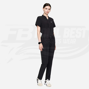 Ensemble de blouses médicales noires pour femmes, en coton et polyester tissé, uniforme d'hôpital, pantalon inclus, design personnalisé - Product Image 4