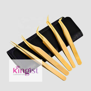 Custom Logo Plasma Gold Rainbow Color Pointed Stainless Steel Anti-Static Professional Beauty <b>Tools</b> Eyelash Tweezers Set - Product Image 1