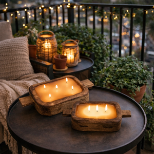 Plateau porte-bougie rustique en bois fait main à plusieurs mèches – Idéal pour la maison et la décoration, parfait pour les fêtes de Noël, la décoration hivernale - Product Image 2