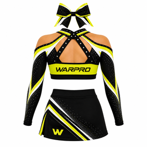 Ensemble de cheerleading pour femmes WARPRO : Haut court à manches longues sublimé et jupe, col croisé, anti-humidité, ajusté, pour adulte - Product Image 5