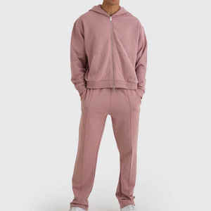 Ensemble de survêtements pour hommes en coton French Terry 500 g/m², coupe oversize, style streetwear, avec veste zippée et sweat à capuche, fabrication OEM sur mesure - Product Image 1