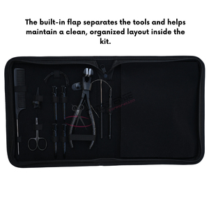 Kit d'outils pour extensions capillaires : Pince à micro-perles, Pince à sertir, Crochet de tirage, Enfileur de boucles, Pince pour extensions à bandes, Coupe-adhésif, Aiguilles courbées - Product Image 5