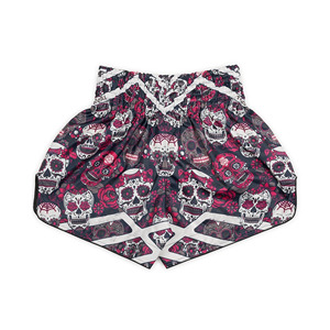 Shorts de Muay Thai taille haute pour femmes, motif tête de mort, respirants, tricotés, style gothique - Product Image 6