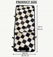 Organizador DE JOYAS DE VIAJE plegable de piel de vaca a cuadros en blanco y negro de alta calidad, estuche de almacenamiento de diseño de lujo