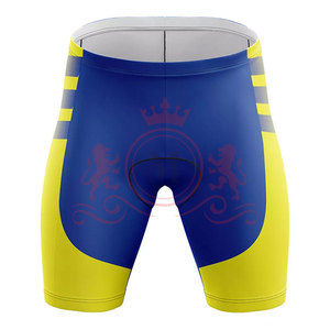 Ensemble maillot et short de cyclisme pour homme, bleu avec accents jaunes et verts, design sans coutures pour adultes - Product Image 5