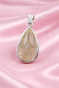 Pendentif en quartz rutilé doré naturel en forme de poire, argent sterling 925 plaqué or jaune, bijou artisanal bohème en cristal de guérison pour elle - Product Image 5