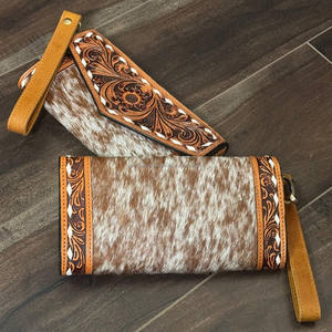 2025 tendance luxe usiné à la main en cuir de vachette bracelet cartes portefeuille pour femmes haute qualité à la mode en gros élégant pochette - Product Image 5