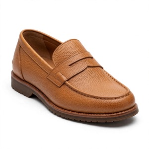 Mocassins pour hommes en cuir véritable de qualité supérieure, bout rond, à enfiler, couleur unie, pour le bureau et la carrière, toutes saisons, semelle extérieure en caoutchouc amortie, de BD - Product Image 1