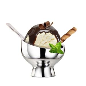 Bol de service à crème glacée en acier inoxydable à double paroi en métal poli pour la maison Cuisine Restaurant Table Dessert Fruits Bowl - Product Image 1