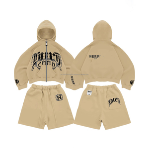 Ropa de Otoño para Mujer 2025, Pantalones Cortos con Logotipo Personalizado, Chándal para Hombre, Sudadera con Capucha y Pantalones Cortos al por Mayor, Conjunto de Dos Piezas Morado - Product Image 4