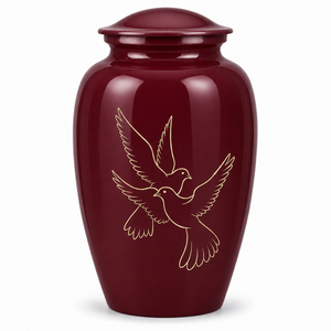 Urna Funeraria Azul con Palomas Blancas Grabadas, Adhesivo Conmemorativo con Imagen, Urna de Esmalte para Cenizas Humanas - Product Image 4