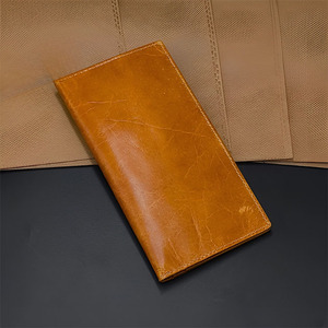 <b>Genuine</b> <b>Leather</b> Long <b>Wallet</b> For Men Slim Checkbook Cover Luxury Business Card Holder Multi Slot Bifold Purse With Zipper Pocket - Product Image 1