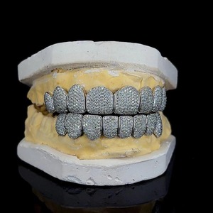 Wholesale Hip Hop Moissanite Grillz Diamond Dust Finish Custom <b>Teeth</b> Jewelry Luxury Iced Grillz From Indian Supplier - Product Image 3