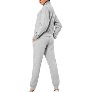 Custom Women <b>Grey</b> Half Zip Two Pieces Sweatsuit <b>Set</b> Pullover and Joggers Tracksuit Casual Athletic Wear Comfortable Loungewear - Product Image 3