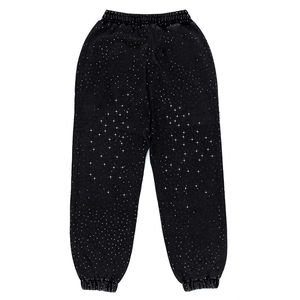 Ensemble de survêtement d'hiver à capuche avec strass, deux pièces, veste zippée et pantalon assorti, motif uni, décontracté - Product Image 5
