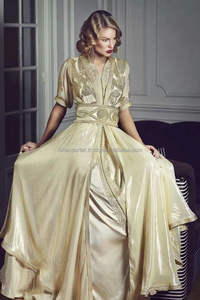 Look chic deux pièces demi manches caftan avec broderie élégante et travail de dentelle - Product Image 2