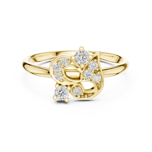 Anillo de oro macizo de 14k para mujer con diamante de corte redondo minimalista botánico antiguo, ideal para regalo, compromiso, aniversario, boda. - Product Image 1