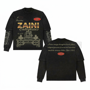 เสื้อเชิ้ตผ้าคอตตอนเจอร์ซีย์พรีเมียม 240 GSM สองชั้น สีดำ แขนสั้นคลุมแขนยาว พิมพ์โลโก้ตามสั่ง - Product Image 1