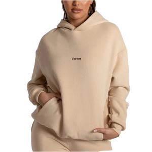 เสื้อสวมหัวผ้าฝ้ายขนแกะแบบเรียบมีฮู้ดสำหรับผู้หญิง,โลโก้แบบกำหนดเอง - Product Image 1