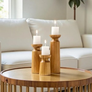 Support à bougies en bois de luxe, artisanal, ensemble de supports à bougies décoratifs, porte-bougies décoratifs pour la maison - Product Image 6
