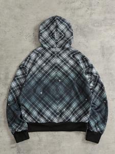 Sudadera con capucha 100% poliéster de punto con pedrería, personalizada, con lavado ácido, cremallera completa, estilo gótico, con diamantes brillantes, para hombre. - Product Image 4