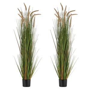 Paquete de 2 Plantas Artificiales de PVC Premium de 59 Pulgadas, Hierba de Cola de Caballo de 59 Pulgadas en Maceta, Arbustos Artificiales Verdes para Interiores y Exteriores - Product Image 1