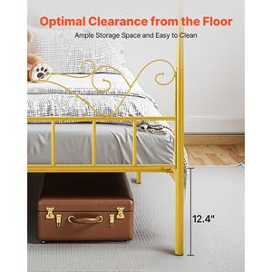 Queen Size <b>Metal</b> Canopy Bed <b>Frame</b> with Minimalist Four Posters Headboard Heavy Duty Steel Slats Support Minimalist Design - Product Image 6