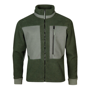 Veste en polaire verte pour homme avec fermeture éclair, col montant, blocs de couleur, coupe décontractée, coupe-vent, pour l'automne, coupe régulière - Product Image 1