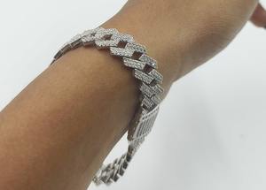 Pulsera Cubana con Incrustaciones de Diamantes Redondos de Moissanita para Unisex, Plata de Ley 925, Joyería Fina, Regalo para Parejas - Product Image 4
